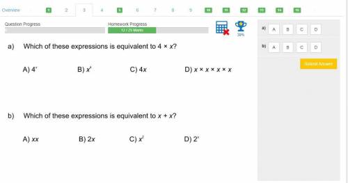 A.) which of these expressions is equivalent to 4 x x

b.)which of these expressions ixs equivalen