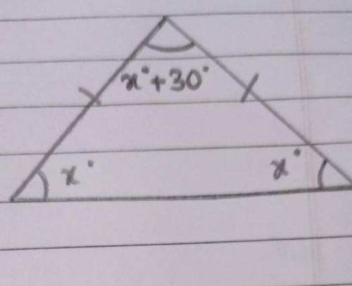 In an isosceles triangle, the vertical angle is greater than each of the base angle by 30°. Find al
