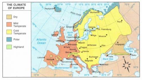 What is the predominate climate of Europe as shown on this map?