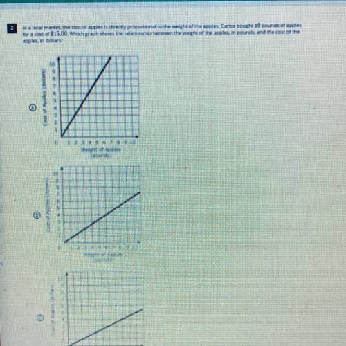 Help with this question please .

At a local market , the cost of apple is directly proportional t