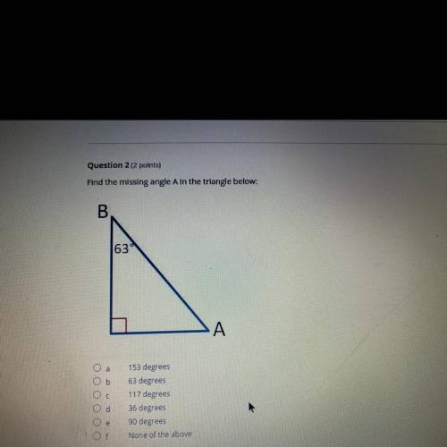 Find the missing angle A in the triangle