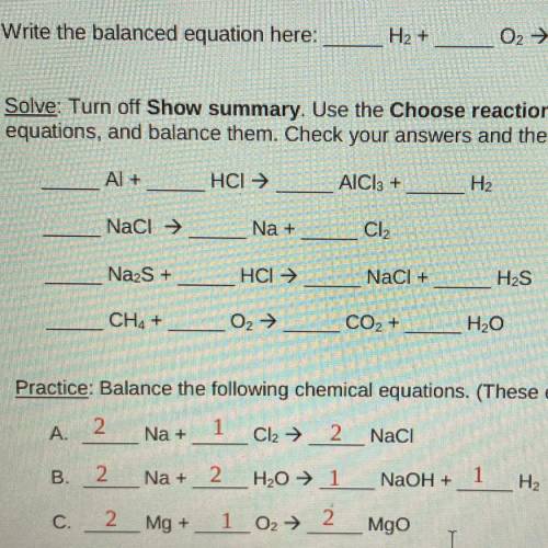 Balance the chemical equations