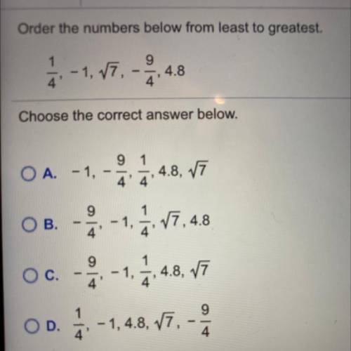 Help asapOrder the number below from least to greatest