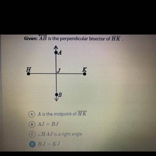 Which statement can you conclude is true from the given information?

AB is the perpendicular bise