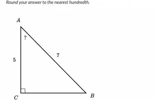 Angle= A Round your answer to the nearest hundredth.