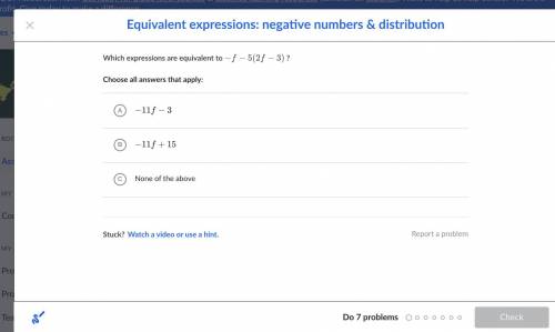 Which expressions are equivalent to -f-5(2f-3)?