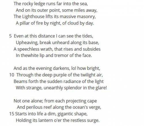 In line 4, the author most likely compares the lighthouse to a pillar of fire because:

A: getting