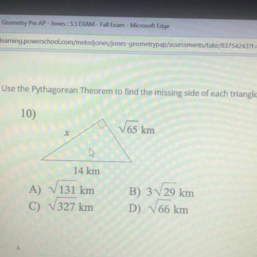 Use the Pythagorean’s Theorem to find the missing side of each triangle
