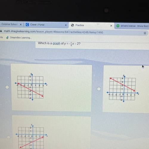 Which is a graph of y=-1/2x- 2?
