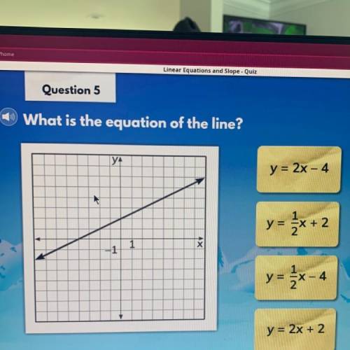 **20 POINTS**

What is the equation of the line?
YA
y = 2x – 4
+ 2
AX
4
y=x-
y = 2x + 2
O