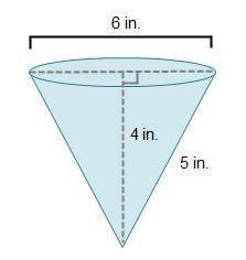 Which expression represents the area of the base of the cone?

A cone with diameter of 6 inches, h