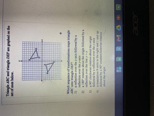 Which sequence of transformations maps triangle ABC onto triangle DEF