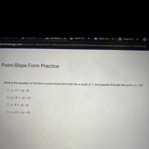 Point-Slope Form Practice

What is the equation of the line in point-slope form that has a slope o