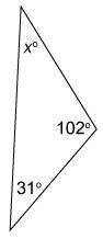 What is the measure of angle x?
Enter your answer in the box.
m∠x= 
°