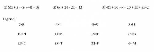 Use combining like terms to solve the multi-step equations, find your answers in the legend below: