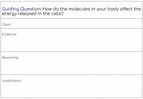 How do the molecules in your body affect the energy released in the cells?
