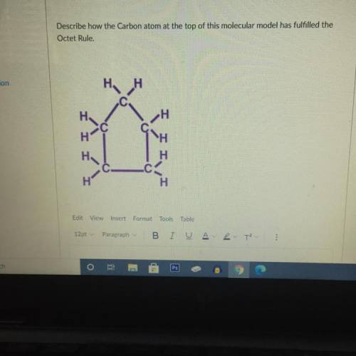 Describe how the carbon atom at the top of this molecular has fulfilled your he Octet