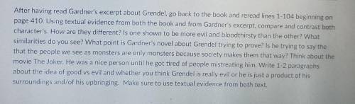 URGENT BEOWULF QUESTION (Compare and contrast Gardner's Excerpt to Literature book)

please read t