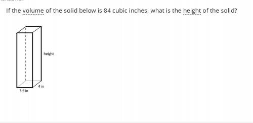 If the volume of the solid below is 84 cubic inches, what is the height of the solid?