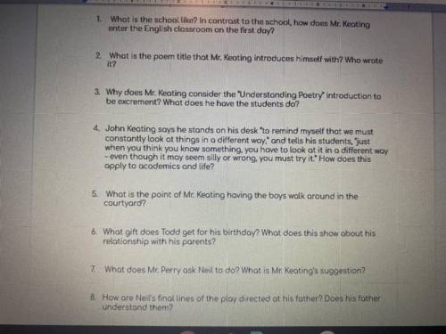 Can someone please answer these questions :)