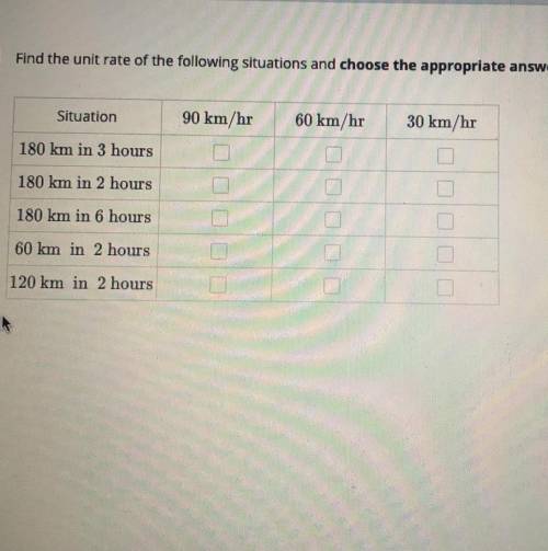 Find unit rate for me pls ? which check marks which box