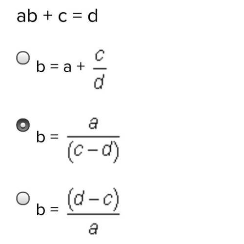 Solve for b
ab + c = d