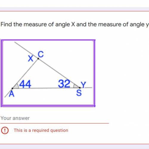 Find the measure of angle x and angle y