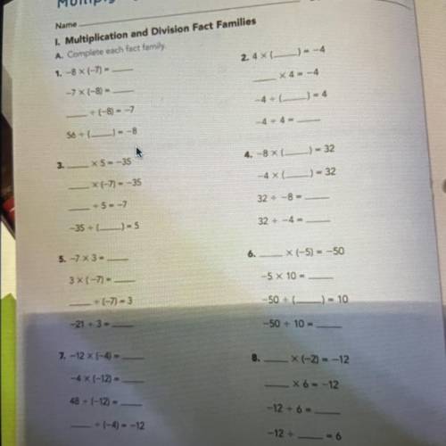 Multiplication And Divisin Fact Families ,Will Mark Brainliest