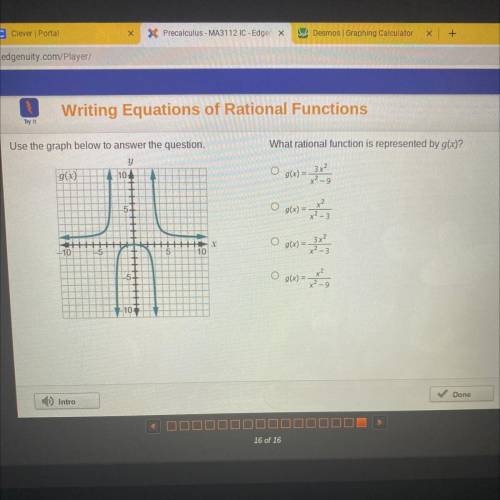 What rational function is represented by g(x)?