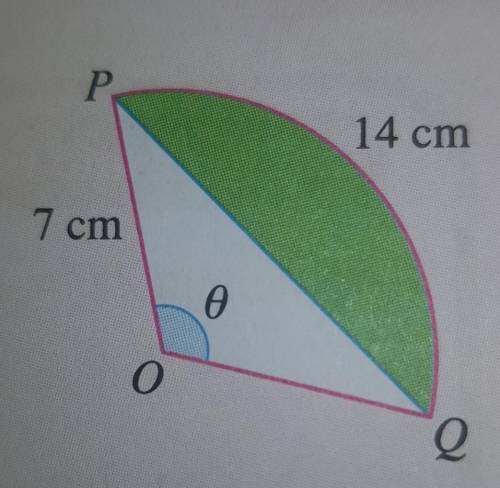 The diagram below shows a sector with centre 0 and a radius of 7 cm. Given that the arc length PQ i