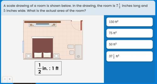 A scale drawing of a room is shown below
