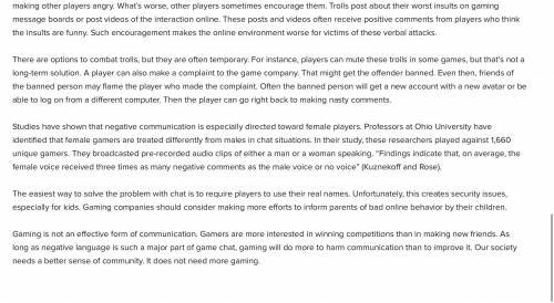1. What is the author’s view of gaming in the Point essay? Cite specific evidence from the essay to
