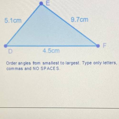 What’s the angles order from smallest to largest