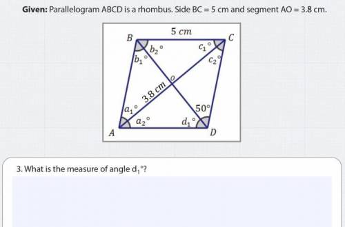 What is the measure of angle d1°?