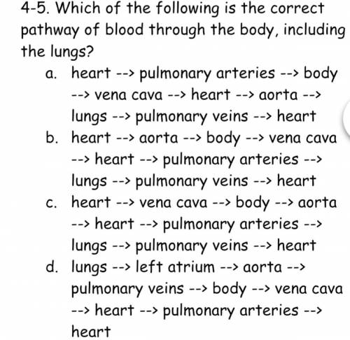 Help please!!

which of the following is the correct pathway of blood through the body, including