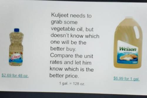 Kuljeet needs to grab some vegetable oil, but doesn't know which one will be the better buy. Compar