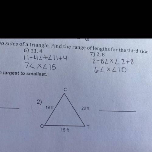 Triangles angles from largest to smallest