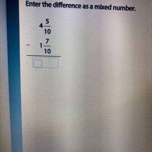 Enter the difference as a mixed number