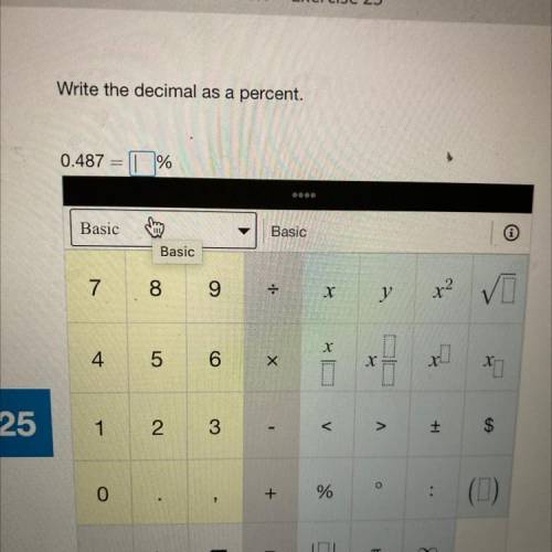 Write the decimal as a percent.
0.487 = ??