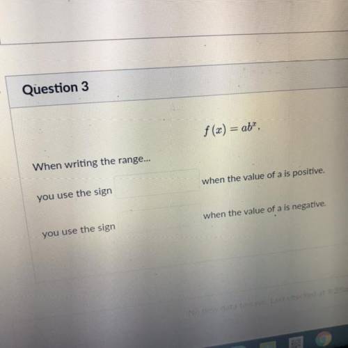 Writing the range
f(x)=abx