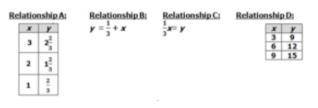 In which relationship is the constant of proportionality 1/3?
