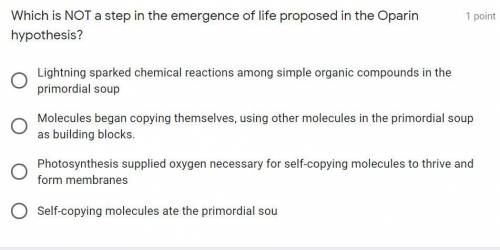 Which is NOT a step in the emergence of life proposed in the Oparin hypothesis?