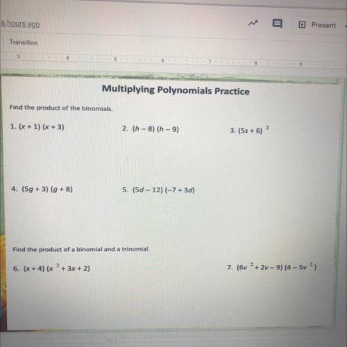 Someone please help me with my multiplying polynomials practice!!!￼