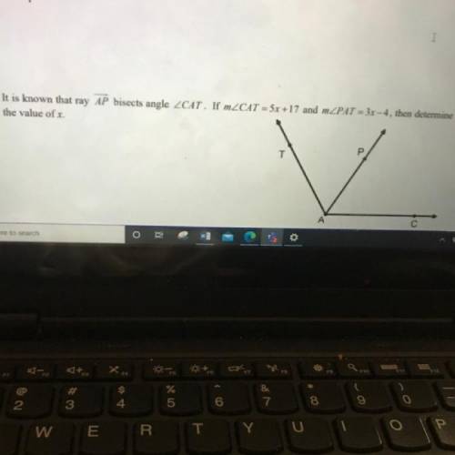 Please helpp!!! 
determine the value of x
