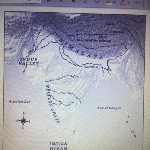 Study, the map. Trace the migration of the Aryans from

the northwestern mountains to the Ganges R