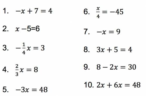 Solve each equation to find the solution Make sure to show work