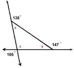 Which questions are True or False?

1.) ∡x is supplementary to 105°. 
2.) The two angles in a line