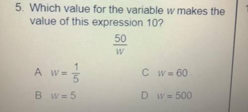 Which value for the variable w makes the value of this expression 10