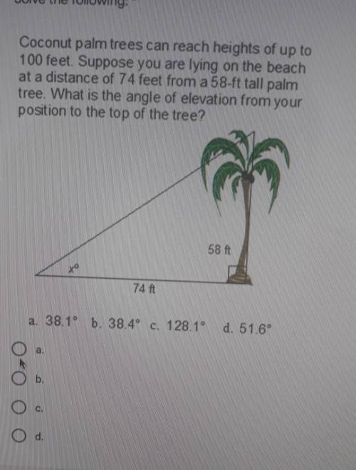 Coconut palm trees can reach heights of up to 100 feet. Suppose you are lying on the beach at a dis
