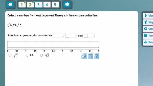 Order the numbers from least to greatest. Then graph them on the number line.

3, 2.9, 7From least